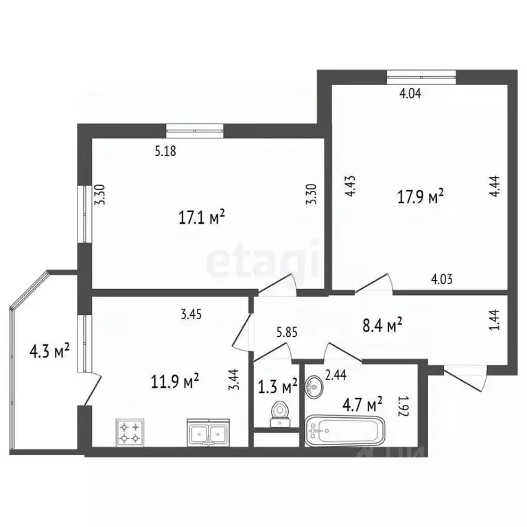 2-к кв. Санкт-Петербург ул. Оптиков, 38к1 (61.3 м) - Фото 2