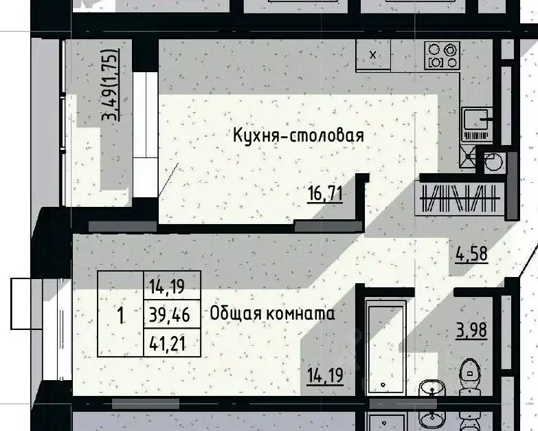 1-к кв. Саха (Якутия), Якутск пос. Геологов,  (41.21 м) - Фото 0