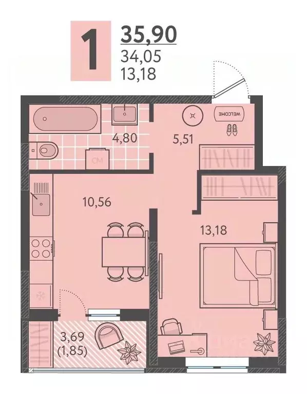 1-к кв. Краснодарский край, Краснодар ул. Имени Виктора Анфиногенова, ... - Фото 1