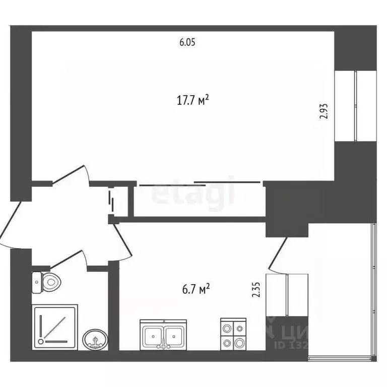 1-к кв. Вологодская область, Вологда Ленинградская ул., 74 (30.5 м) - Фото 2