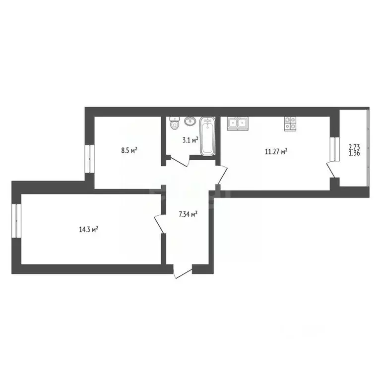 2-к кв. Вологодская область, Вологда Зеленый Город мкр, 1 (46.0 м) - Фото 2