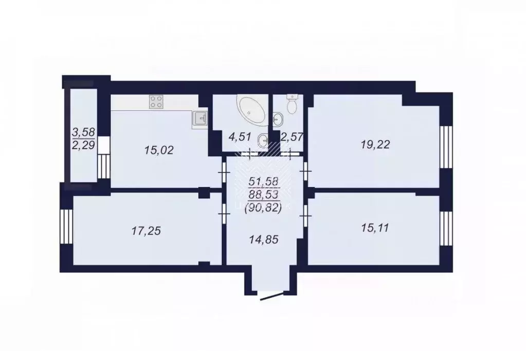 3-к кв. Челябинская область, Челябинск Копейская ул., 1 (90.82 м) - Фото 0