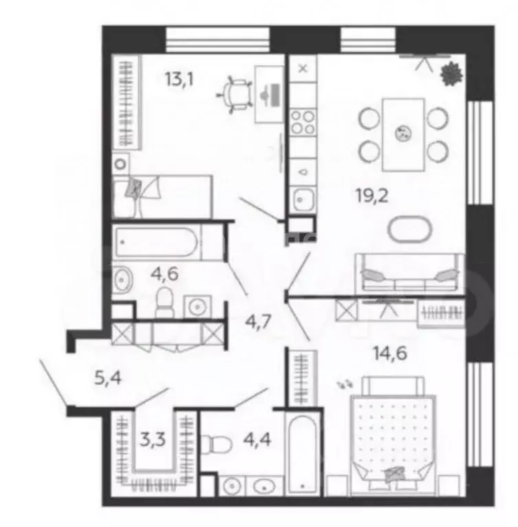 2-к кв. Москва ул. Петра Кончаловского, 7к2 (69.3 м) - Фото 1