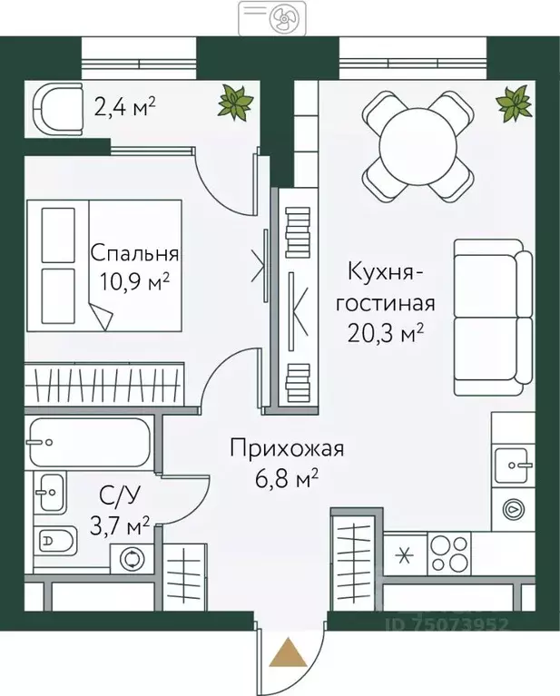 1-к кв. Волгоградская область, Волгоград Новосибирская ул., 74с1 (44.1 ... - Фото 0