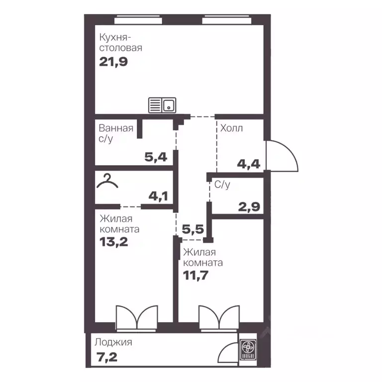 2-к кв. Челябинская область, Челябинск просп. Ленина, 19В (69.1 м) - Фото 1