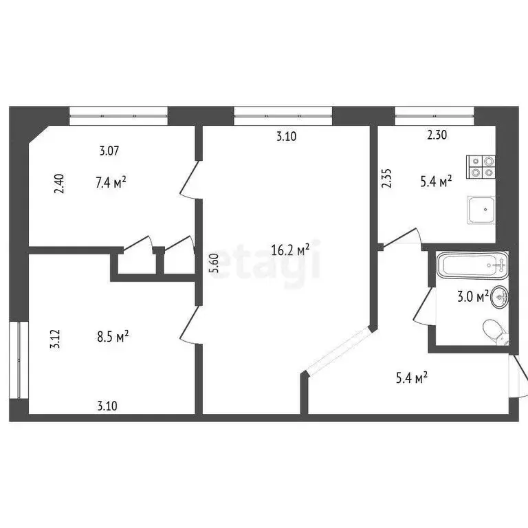 3-комнатная квартира: Архангельск, исторический район Соломбала, улица ... - Фото 0