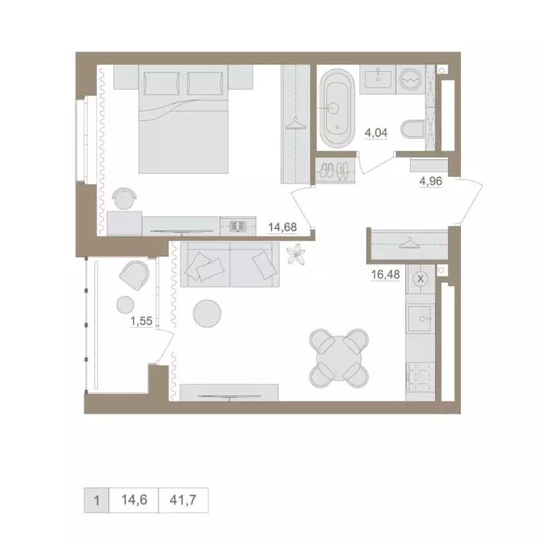 1-к кв. Башкортостан, Уфа бул. Яркий (41.61 м) - Фото 1