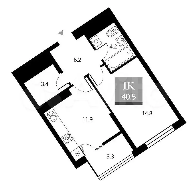 1-к. квартира, 40,5 м, 20/24 эт. - Фото 0