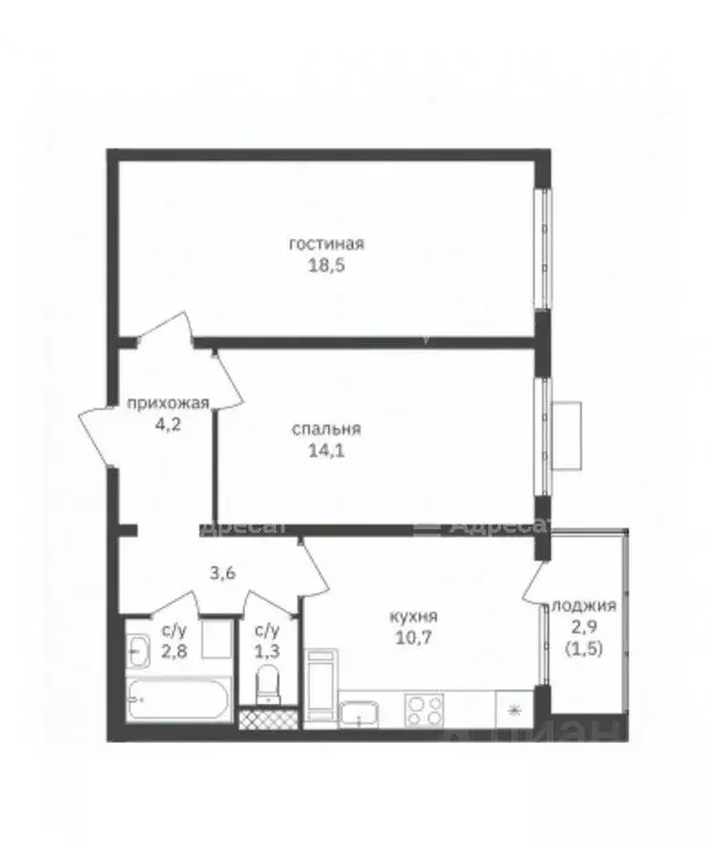 2-к кв. Москва Варшавское ш., 170Ек7 (58.1 м) - Фото 1