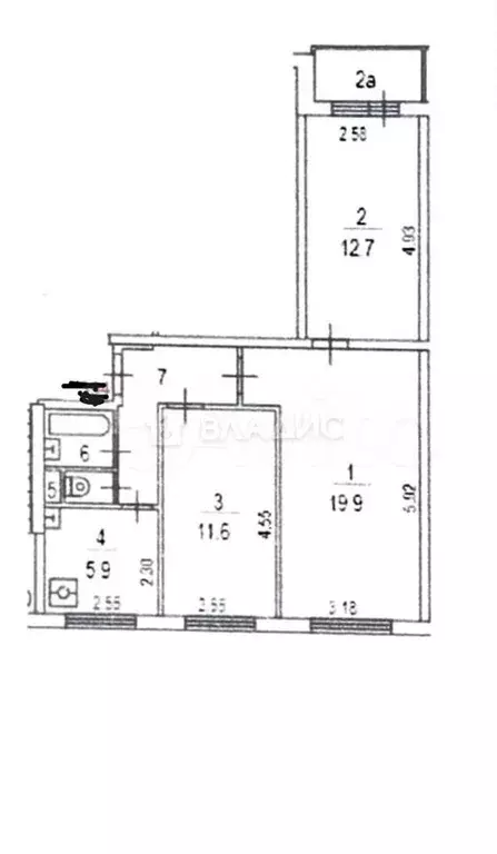 3-к. квартира, 58,4 м, 9/9 эт. - Фото 0