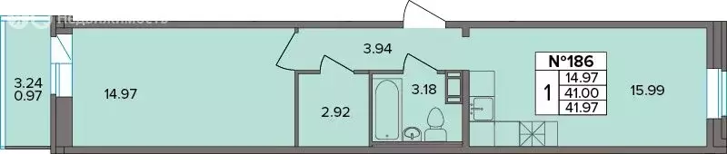 1-комнатная квартира: Новое Девяткино, Лесная улица, 19 (41.97 м) - Фото 1