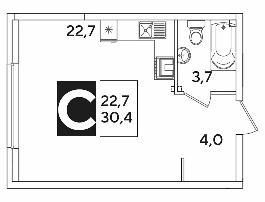 Квартира-студия: Краснодар, жилой комплекс Самолёт-6 (30.4 м) - Фото 1