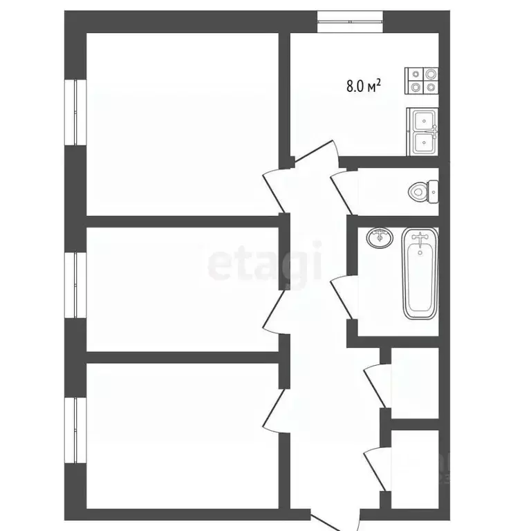 3-к кв. Владимирская область, Муром ул. Лакина, 54 (64.8 м) - Фото 1