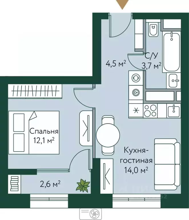 1-к кв. Волгоградская область, Волгоград Новосибирская ул., 74 (36.9 ... - Фото 0