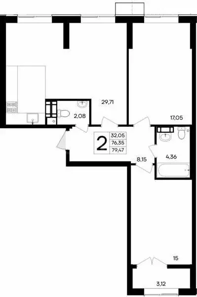 2-комнатная квартира: Севастополь, улица Мате Залки (79.47 м) - Фото 1
