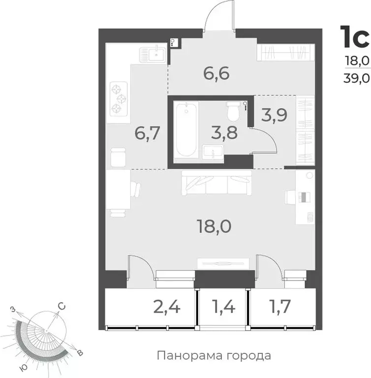 Квартира-студия: Новосибирск, улица Аэропорт, 62 (39 м) - Фото 0