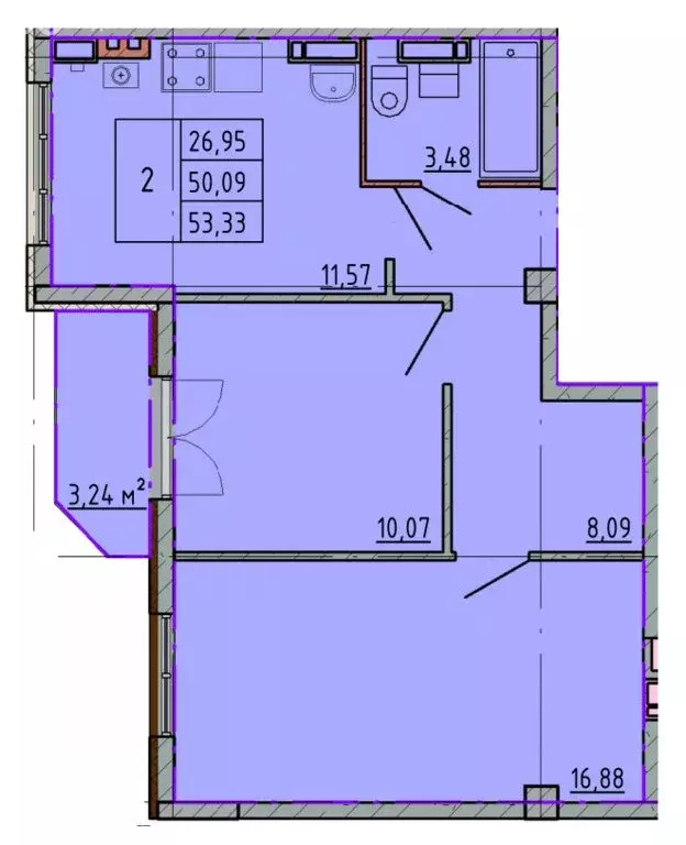 2-комнатная квартира: Шахты, улица Калинина, 10 (53.33 м) - Фото 0