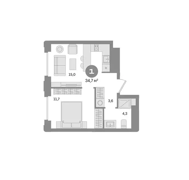 Продаётся 1-к квартира, 34.7 м - Фото 0