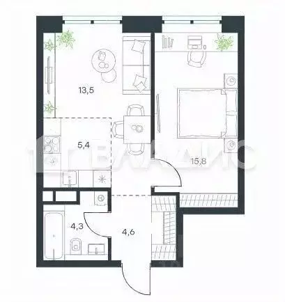 1-к кв. Москва Причальный проезд, 10к1 (44.2 м) - Фото 1