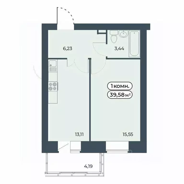 1-к кв. Красноярский край, Красноярск ул. Светлова, 25/1 (39.58 м) - Фото 1