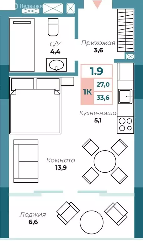 1-комнатная квартира: Алушта, Набережная улица, 18 (33.7 м) - Фото 1