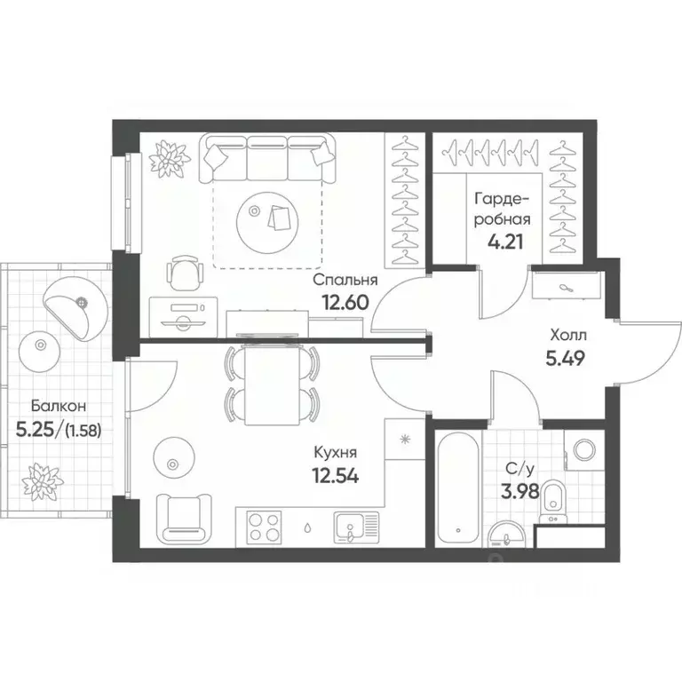 1-к кв. Татарстан, Казань Квартал Сюита жилой комплекс (40.8 м) - Фото 1