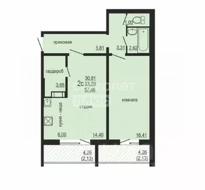 1-к кв. Челябинская область, Челябинский городской округ, пос. ... - Фото 1