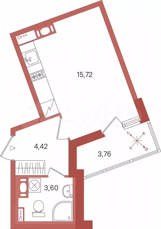 Квартира-студия, 25,6 м, 6/12 эт. - Фото 0