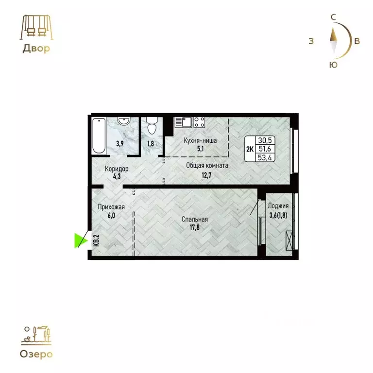 2-к кв. Новосибирская область, Новосибирск Рельефная ул., 106/1 (53.4 ... - Фото 0