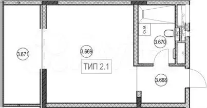 Апартаменты-студия, 39,8 м, 1/10 эт. - Фото 1