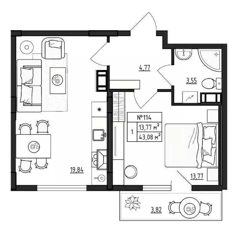 1-к кв. Ленинградская область, Гатчинский муниципальный округ, д. ... - Фото 1