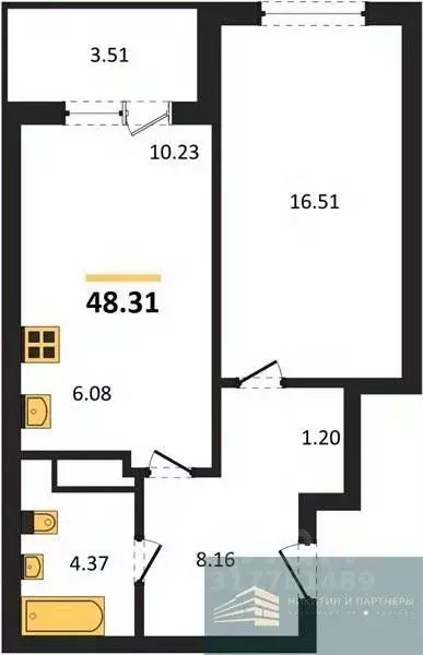 1-к кв. Воронежская область, Воронеж ул. Ломоносова, 116Б (48.3 м) - Фото 0