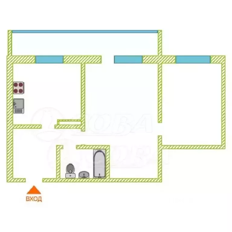 2-к кв. Тюменская область, Тюмень ул. Новоселов, 12к3 (50.0 м) - Фото 2