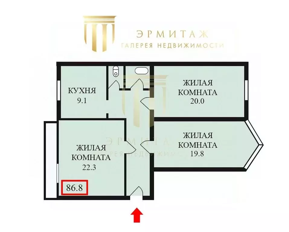 3-к кв. Санкт-Петербург ул. Шкапина, 6 (86.8 м) - Фото 1