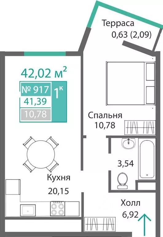 1-к кв. Крым, Симферополь Крымская роза мкр,  (42.02 м) - Фото 0