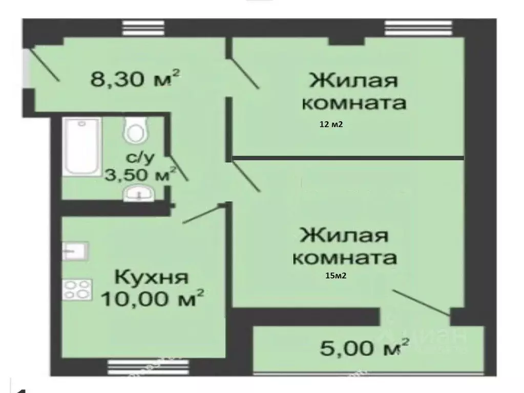 1-к кв. Ростовская область, Ростов-на-Дону Береговая ул., 19/2 (52.0 ... - Фото 1