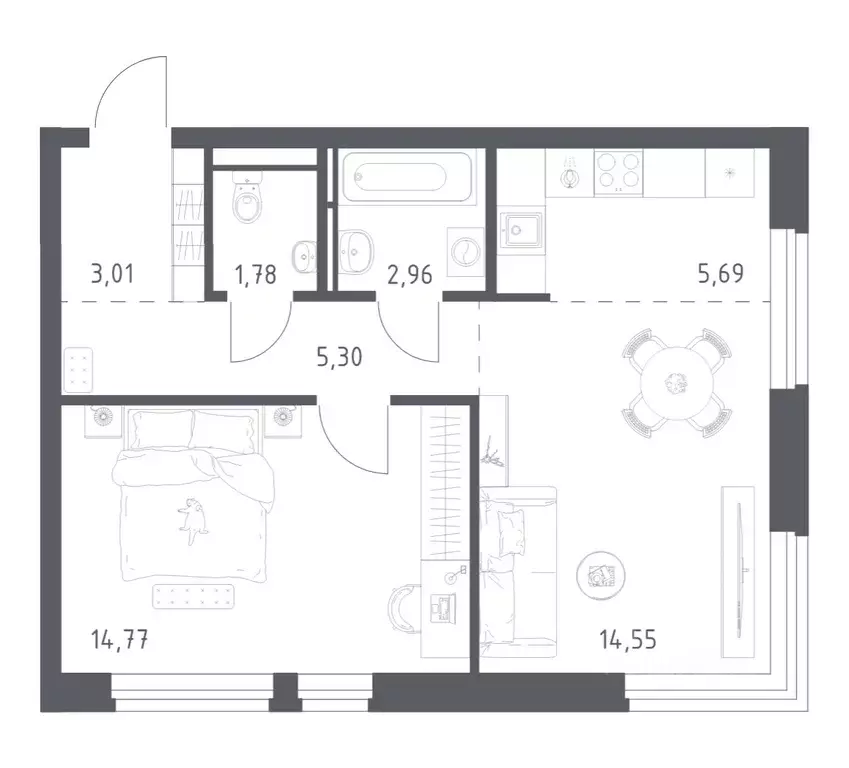 1-к кв. Московская область, Ленинский городской округ, д. Калиновка ... - Фото 1