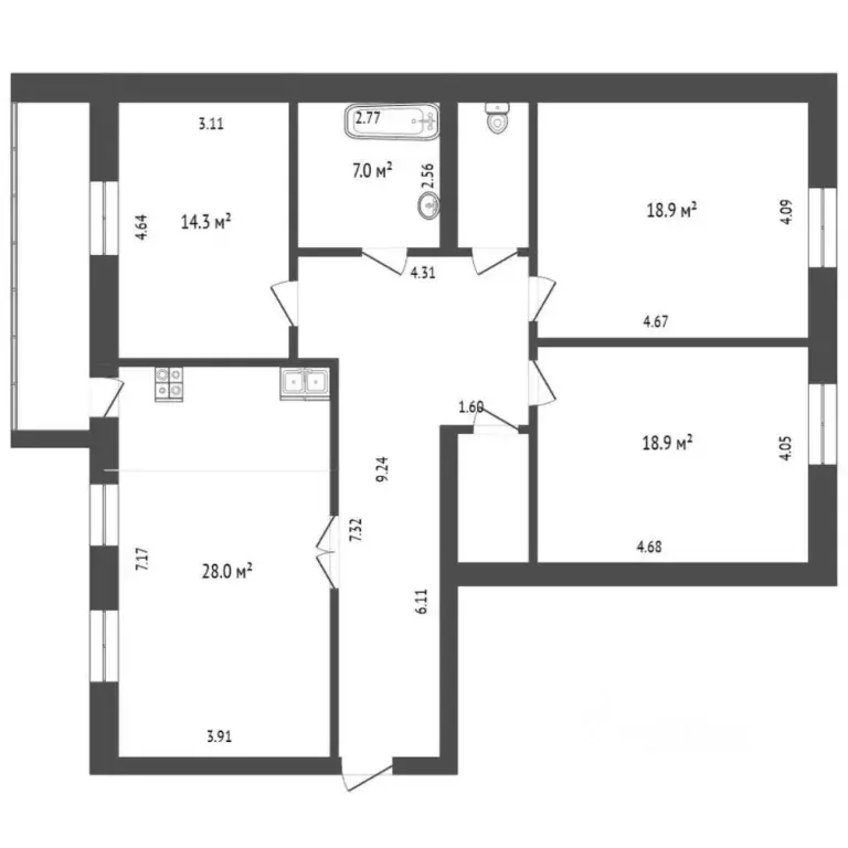 3-к кв. Тюменская область, Тюмень ул. Василия Гольцова, 15 (117.6 м) - Фото 2