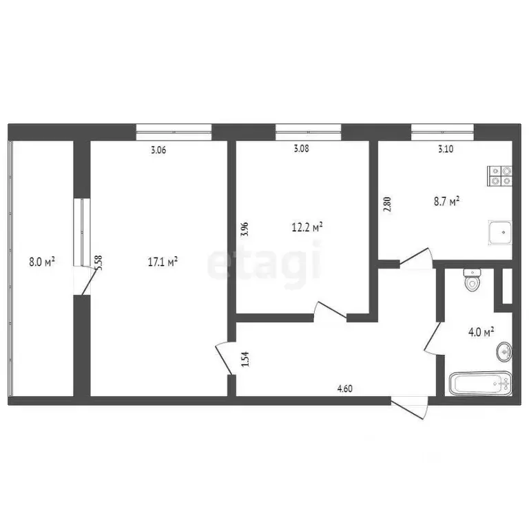 2-к кв. Тюменская область, Тюмень Механическая ул., 31 (50.0 м) - Фото 1