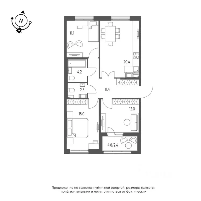 3-к кв. Омская область, Омск Зеленая река мкр, 13 (79.0 м) - Фото 0