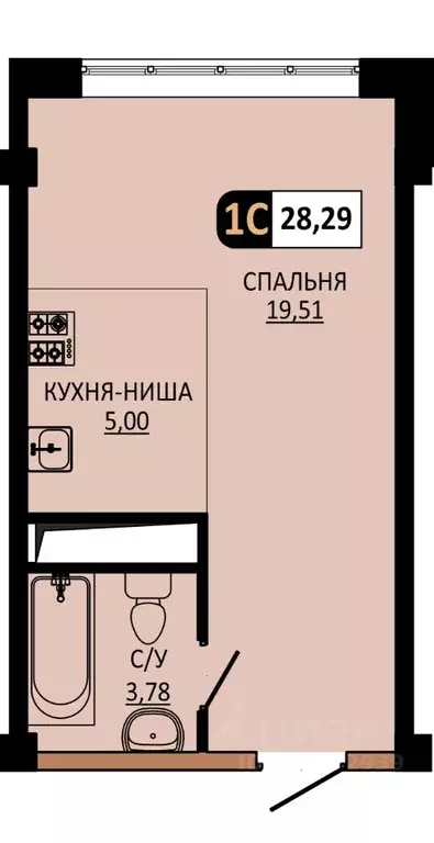 Студия Ставропольский край, Пятигорск  (28.29 м) - Фото 1