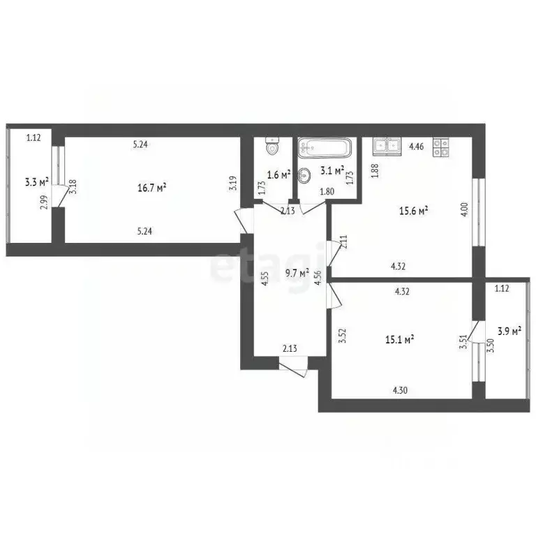 2-к кв. Мордовия, Саранск ул. Гагарина, 92 (65.4 м) - Фото 1
