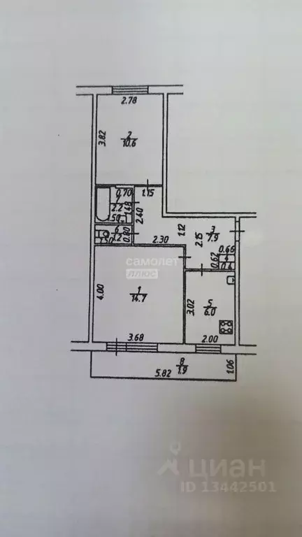2-к кв. Татарстан, Нижнекамск ул. Менделеева, 2А (43.0 м) - Фото 2