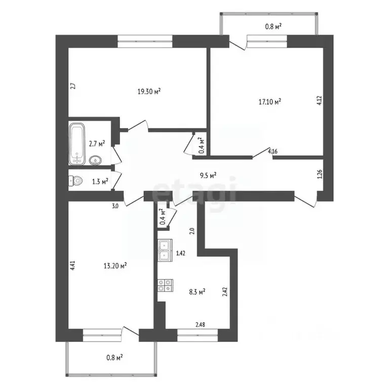 3-к кв. Крым, Армянск Имени Генерала Корявко мкр, 3 (63.2 м) - Фото 2