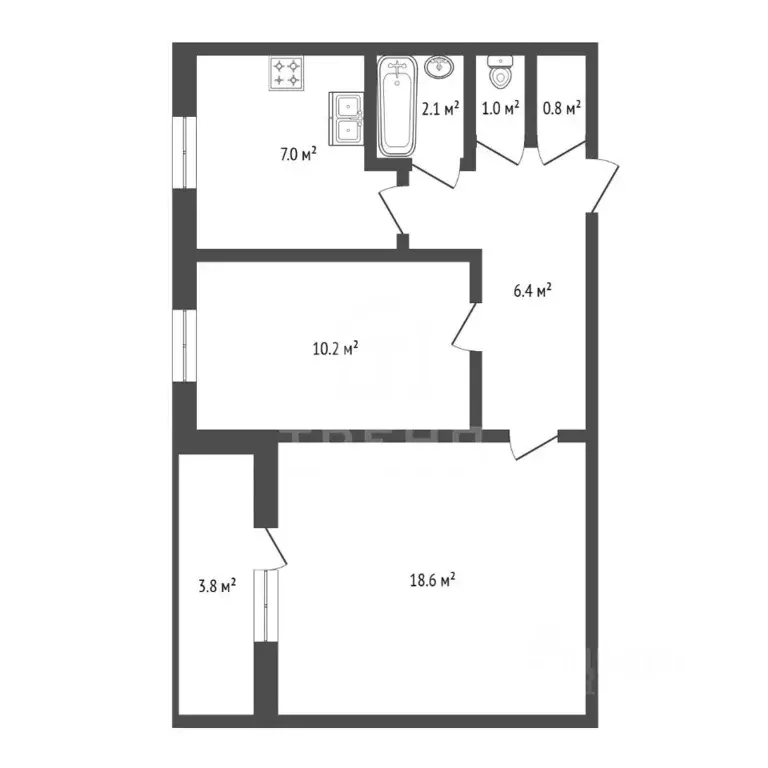 2-к кв. Санкт-Петербург Хасанская ул., 24В (46.1 м) - Фото 1