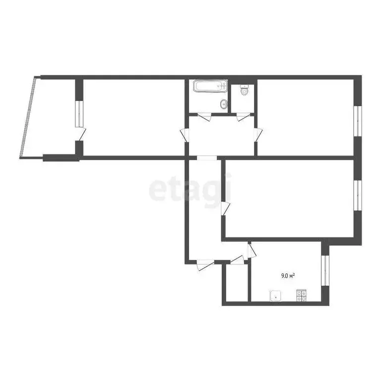 3-комнатная квартира: Тюмень, улица Энергетиков, 51 (66.5 м) - Фото 1