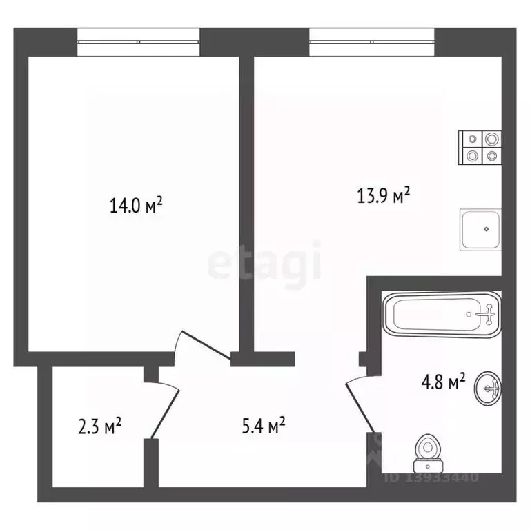 1-к кв. Тюменская область, Тюмень ул. Республики, 204к11 (40.4 м) - Фото 2