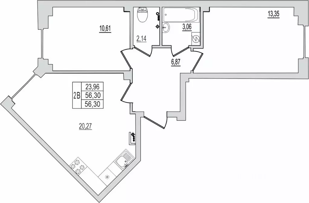 2-к кв. Псковская область, Псков Линейная ул., 87 (56.3 м) - Фото 1