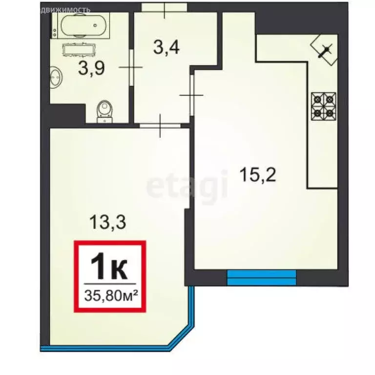 1-комнатная квартира: Анапа, Анапское шоссе, 32к6 (36 м) - Фото 0