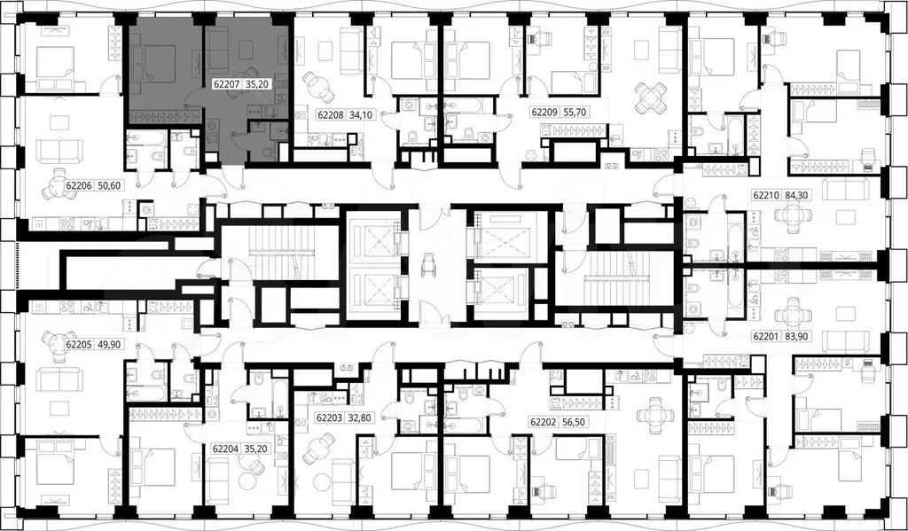 1-к. квартира, 35,2 м, 22/48 эт. - Фото 1